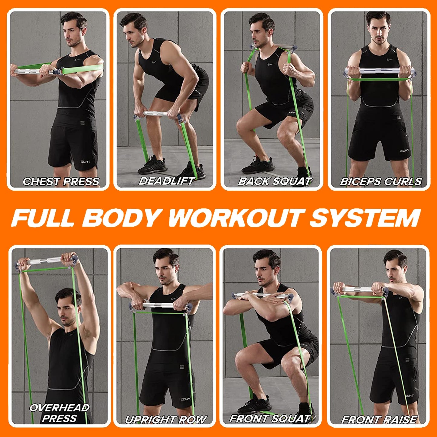 Heavy Duty Resistance Band Pilates Bar with e-type Hook